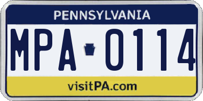 PA license plate MPA0114