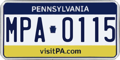 PA license plate MPA0115