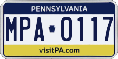 PA license plate MPA0117