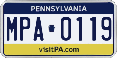 PA license plate MPA0119