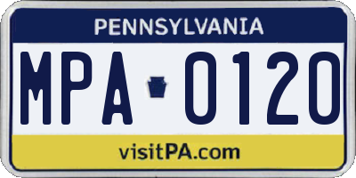 PA license plate MPA0120