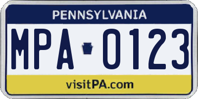 PA license plate MPA0123