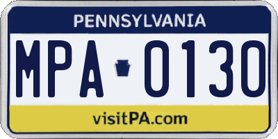 PA license plate MPA0130