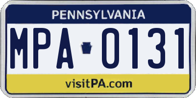PA license plate MPA0131