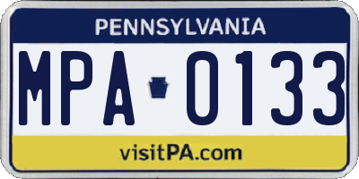 PA license plate MPA0133