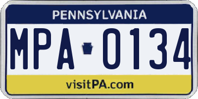 PA license plate MPA0134