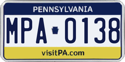 PA license plate MPA0138
