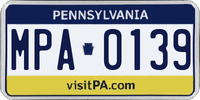 PA license plate MPA0139