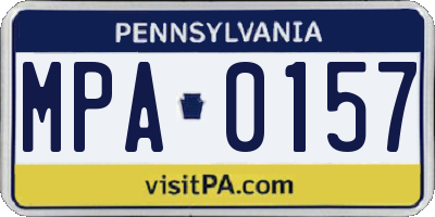 PA license plate MPA0157