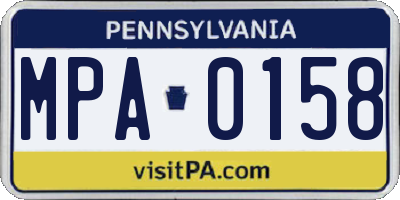 PA license plate MPA0158