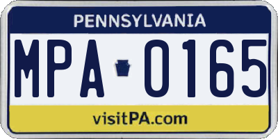 PA license plate MPA0165