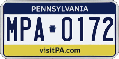 PA license plate MPA0172