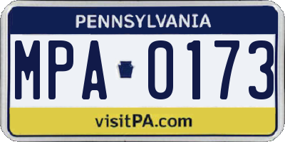 PA license plate MPA0173