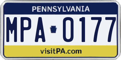 PA license plate MPA0177