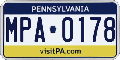 PA license plate MPA0178