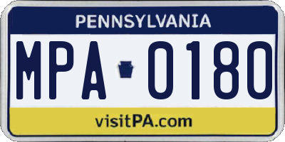 PA license plate MPA0180