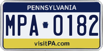 PA license plate MPA0182