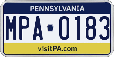 PA license plate MPA0183