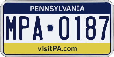 PA license plate MPA0187
