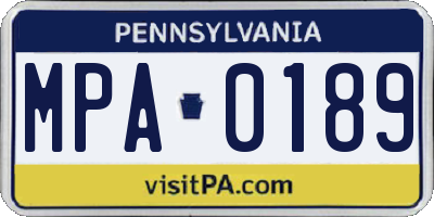PA license plate MPA0189