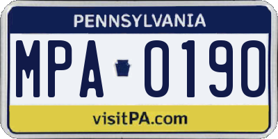PA license plate MPA0190