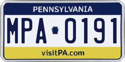 PA license plate MPA0191