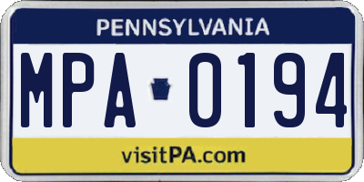 PA license plate MPA0194