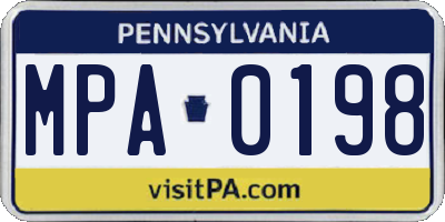 PA license plate MPA0198