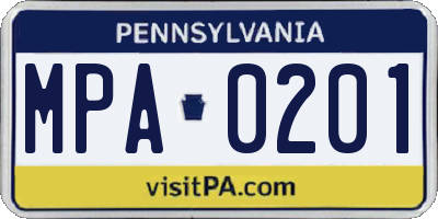 PA license plate MPA0201
