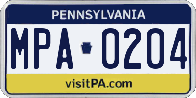 PA license plate MPA0204