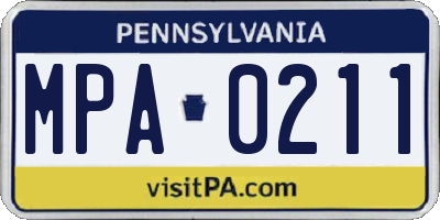 PA license plate MPA0211