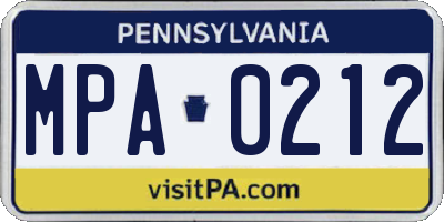 PA license plate MPA0212