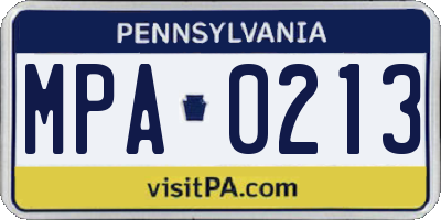 PA license plate MPA0213