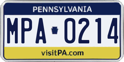 PA license plate MPA0214