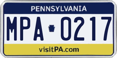 PA license plate MPA0217