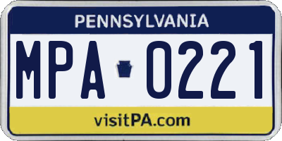 PA license plate MPA0221