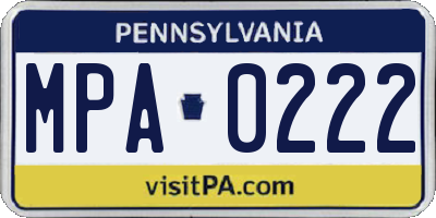 PA license plate MPA0222