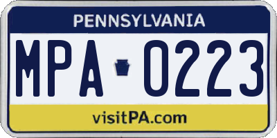 PA license plate MPA0223