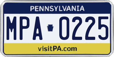PA license plate MPA0225