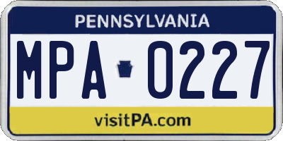 PA license plate MPA0227