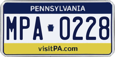 PA license plate MPA0228