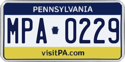 PA license plate MPA0229