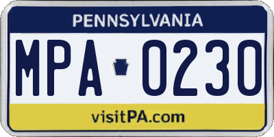PA license plate MPA0230