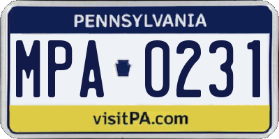PA license plate MPA0231