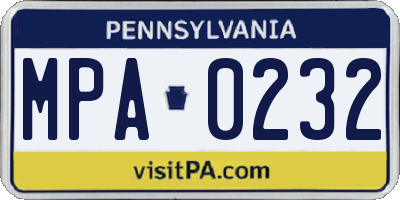 PA license plate MPA0232