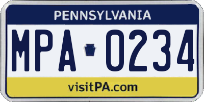 PA license plate MPA0234
