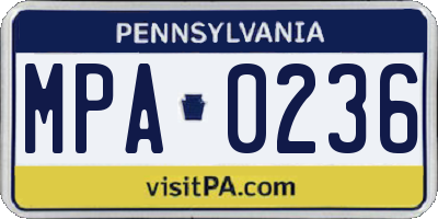 PA license plate MPA0236