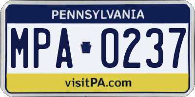 PA license plate MPA0237