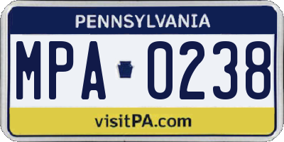 PA license plate MPA0238