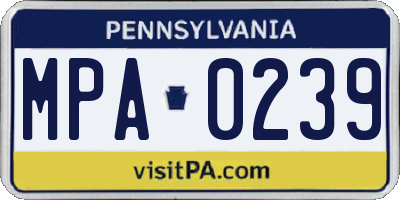 PA license plate MPA0239